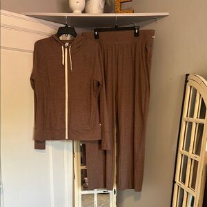 Brown Hoodie and Pants Set